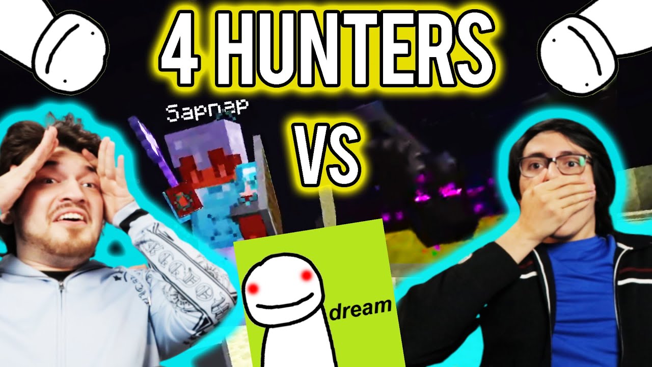 Minecraft, but we react to Dream in Speedrunner VS 4 Hunters...