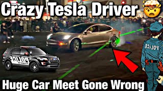 Tesla Driver Shuts Down Crazy Car Meet With Insane Drifting Skills & Mexico Road Trip Tyga