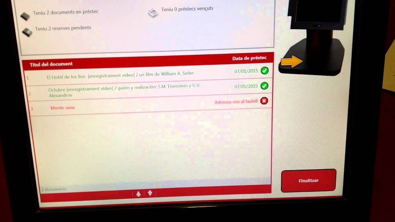Préstec i retorn de documents a la màquina d'autopréstec