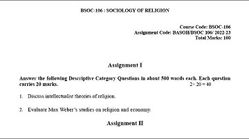 BSOC 106 IGNOU SOLVED ASSIGNMENT 2022-2023 | ENGLISH SOCIOLOGY OF RELIGION JULY 2022 JANUARY 2023