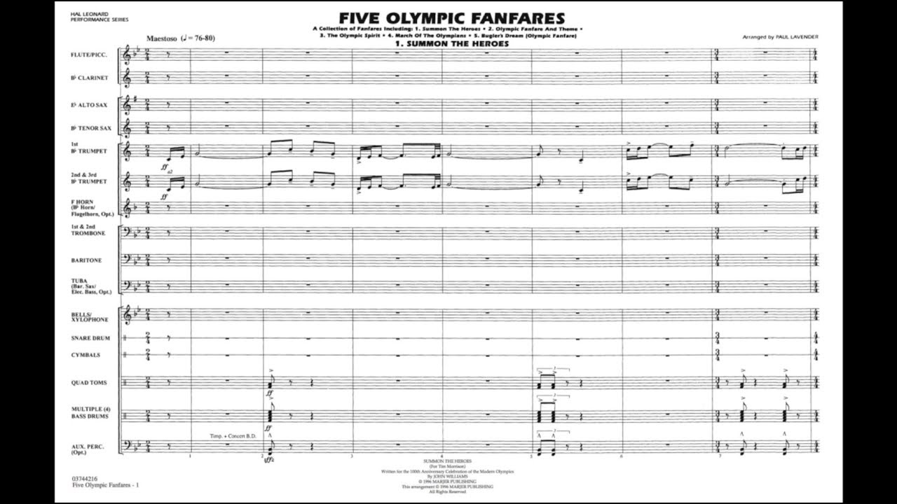 Download Olympic Fanfare And Theme Sheet Music By John Williams