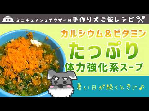 【ミニチュアシュナウザーの手作り犬ご飯レシピ】夏バテ防止に★カルシウム&ビタミンたっぷり!体力強化系スープ