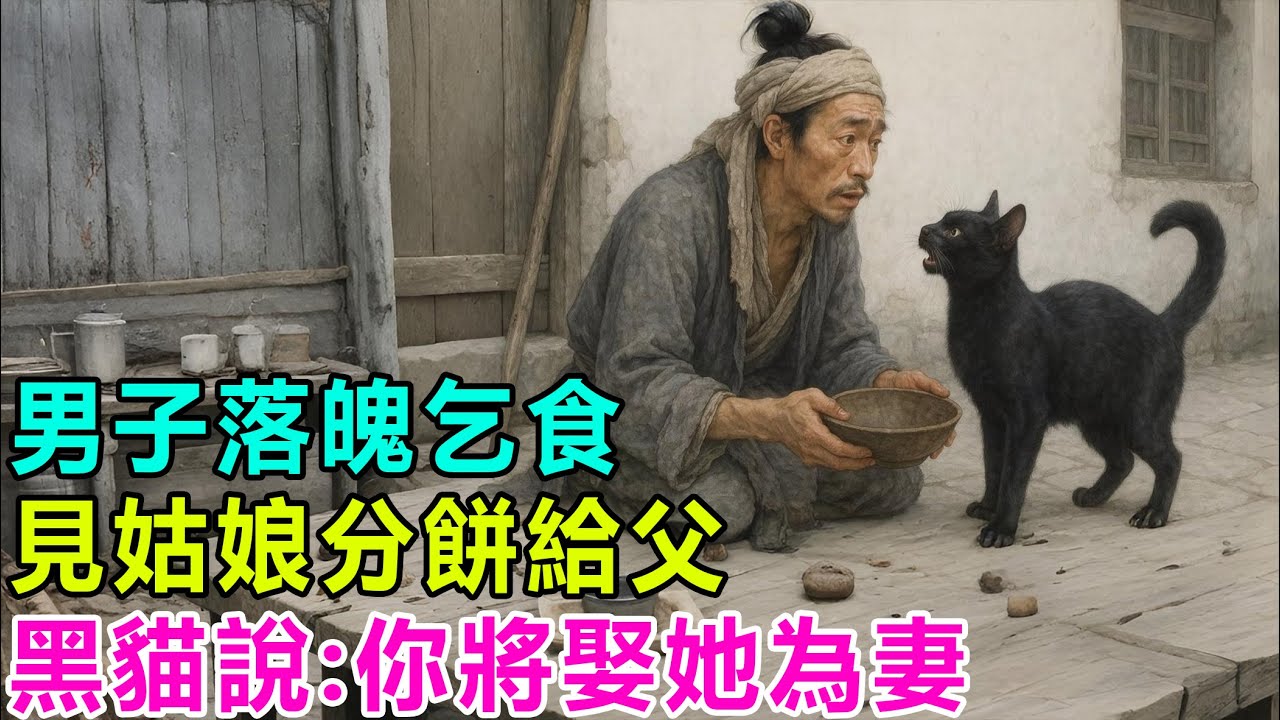 民間故事：男子落魄乞食，見姑娘分餅給父，黑貓說：你將娶她為妻