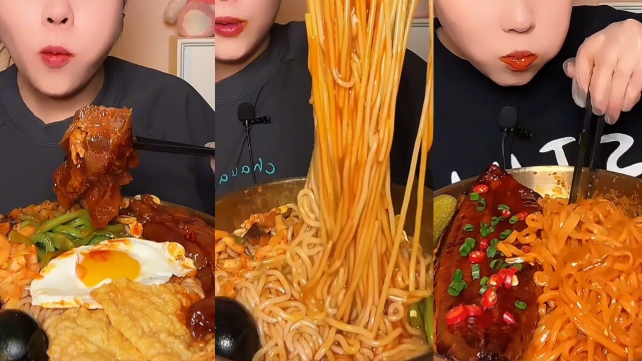 Chinese Mukbang Feast  Beef, Noodles & Eel!