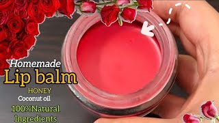 How To Make Homemade Lipbalm ✨🌷 Rose Petals Lip Balm Easy with coconut🛢️//Diy Lip Gloss //OopssDiya