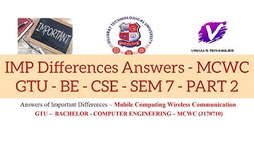 Answers of IMP Differences - MCWC - 3170710 | Mobile Computing & Wireless Communication | PART 2