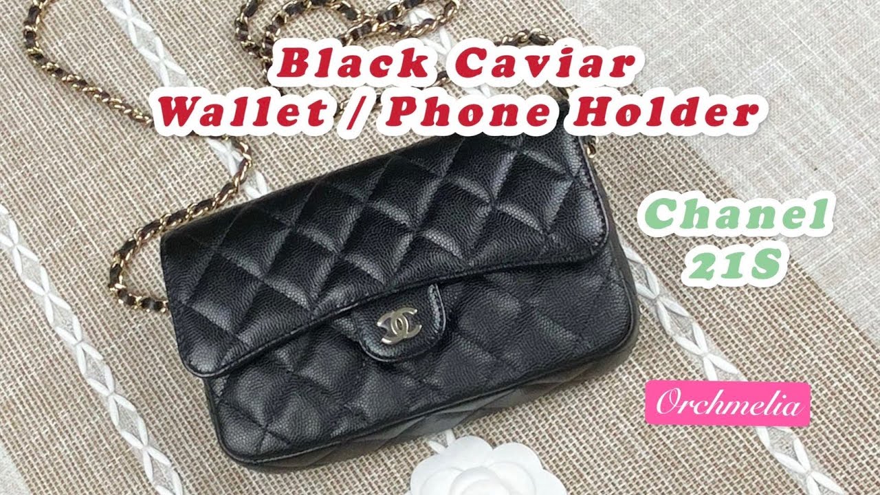 Chanel 21S Classic Flap Phone Holder w Chain Unboxing .( What Fits , Mod  Shots ) 