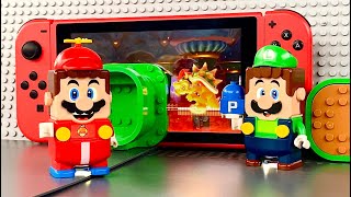 Lego Mario and Luigi enter the Nintendo Switch game to save Peach from Bowser's castle! #legomario