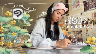 STUDIO VLOG | Packing 150+ ✿ Spring Sale ✿ orders, organizing inventory, trying out Clip Studio!