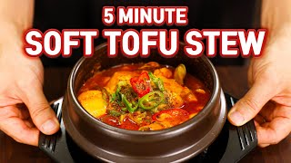 5 Minute Korean Stew for your Breakfast, Soft Tofu Stew! Sundubu Jjigae Recipe screenshot 4