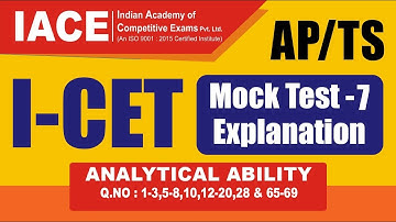 AP/TS I-CET Mock Test-7 Explanation ANALYTICAL ABILITY(Q.No:1-3,5-8,10,12-20, 28 & 65-69) | IACE