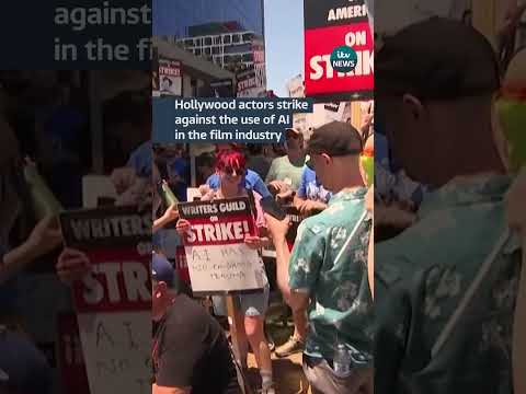 Hollywood actors strike against the use of AI in the film industry #ITVnews #Hollywood #oppenheimer