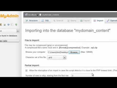 Importing MySQL databases and tables using phpMyAdmin - YouTube