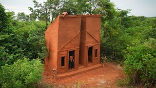 How to build a twin mud house 8 meters high in the forest by Building Skill 20,742 views 1 year ago 23 minutes