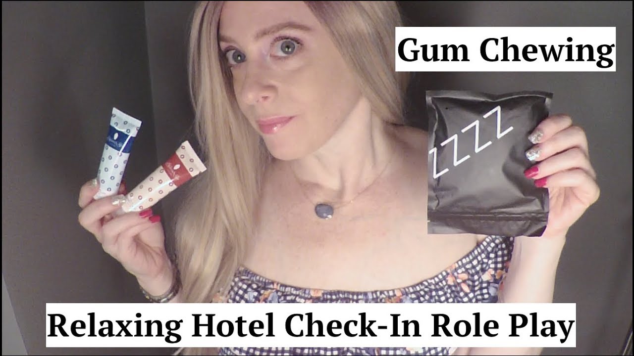ASMR Gum Chewing Hotel Check-In. Relaxing Whispers