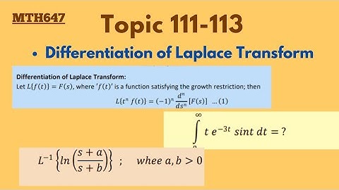 Mth647 Lecture 111-113|| Differentiation of Laplace Transform||mth647 final term short| #LearntoNote