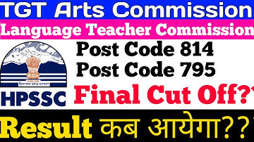 TGT Arts Language Teacher Post Code 814,795 Result Update HPSSC HAMIRPUR Final Cut Off Result