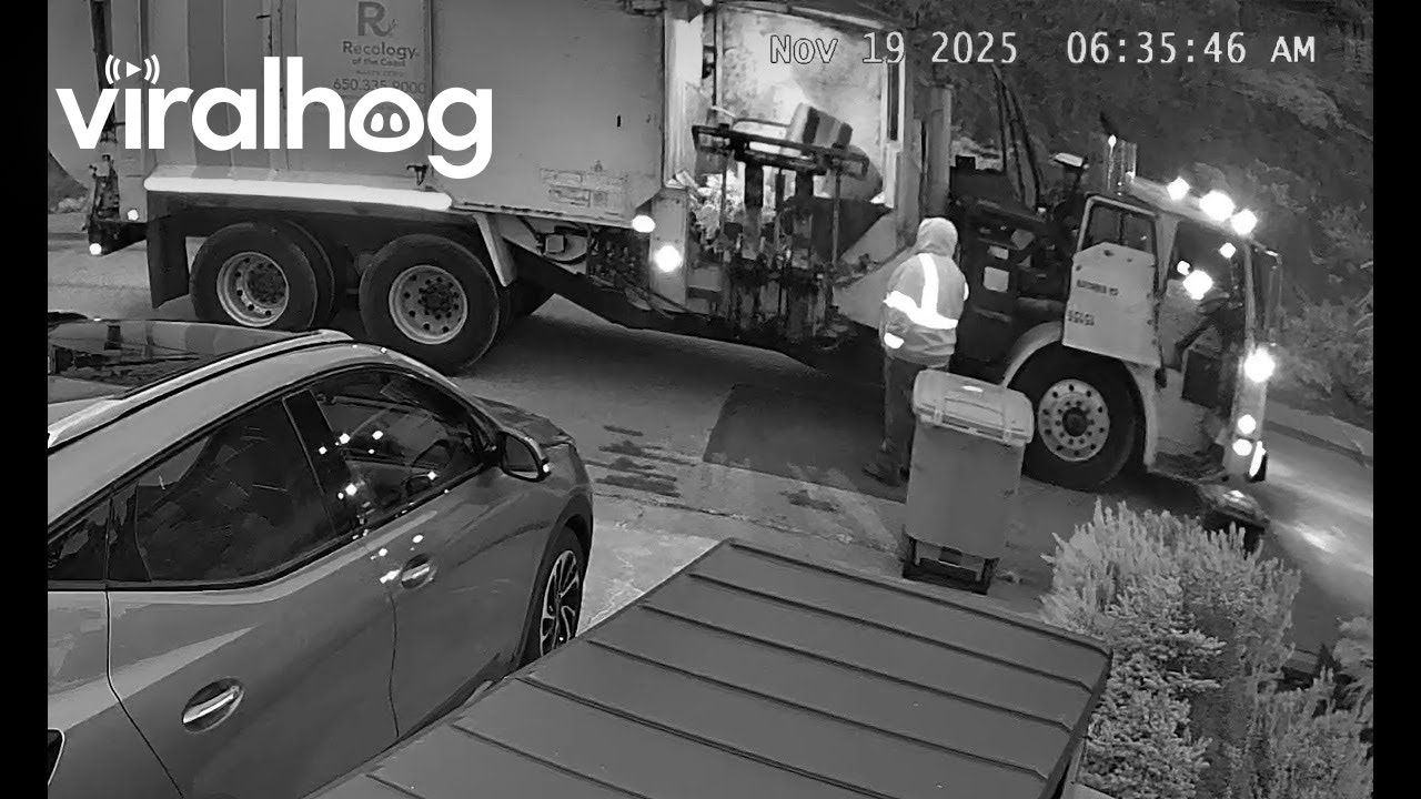 City Compost Truck Eats Bin || ViralHog