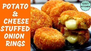 Potato and Cheese Stuffed Onion Rings Recipe | Crispy Onion Rings recipe | Stuffed Onion Rings