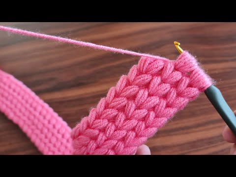 Super Easy Tunisian Hairband Knitting Model - Tunus İşi Tekniğiyle Çok Kolay Saç Bandı Örgü Modeli..