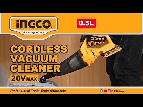 Video oficial INGCO de Aspiradora INGCO 0.5 Litros 20 V + 2 Baterías 2 Ah y Cargador