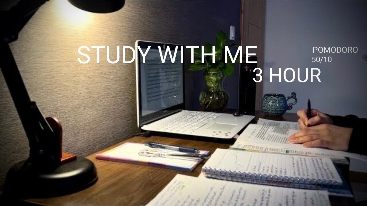 3 HOUR STUDY WITH ME | Background noise 📚, Rain Sounds 🌧️ | Pomodoro 50 ...
