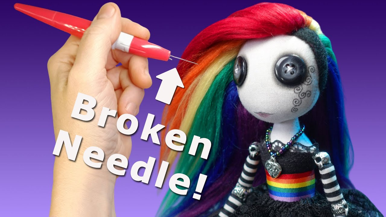 I lost a felting needle INSIDE my doll's head!