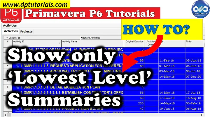 How To Export Primavera Schedule To Show Only Lowest Level Summary Data