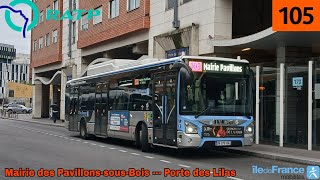 Bus 105 RATP - Urbanway 12 GNV N°4555 Mairie des Pavillons-sous-Bois --- Porte des Lilas