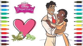 Disney Princesses Couples Coloring Page | Tiana and Prince Naveen | The Princess and the Frog