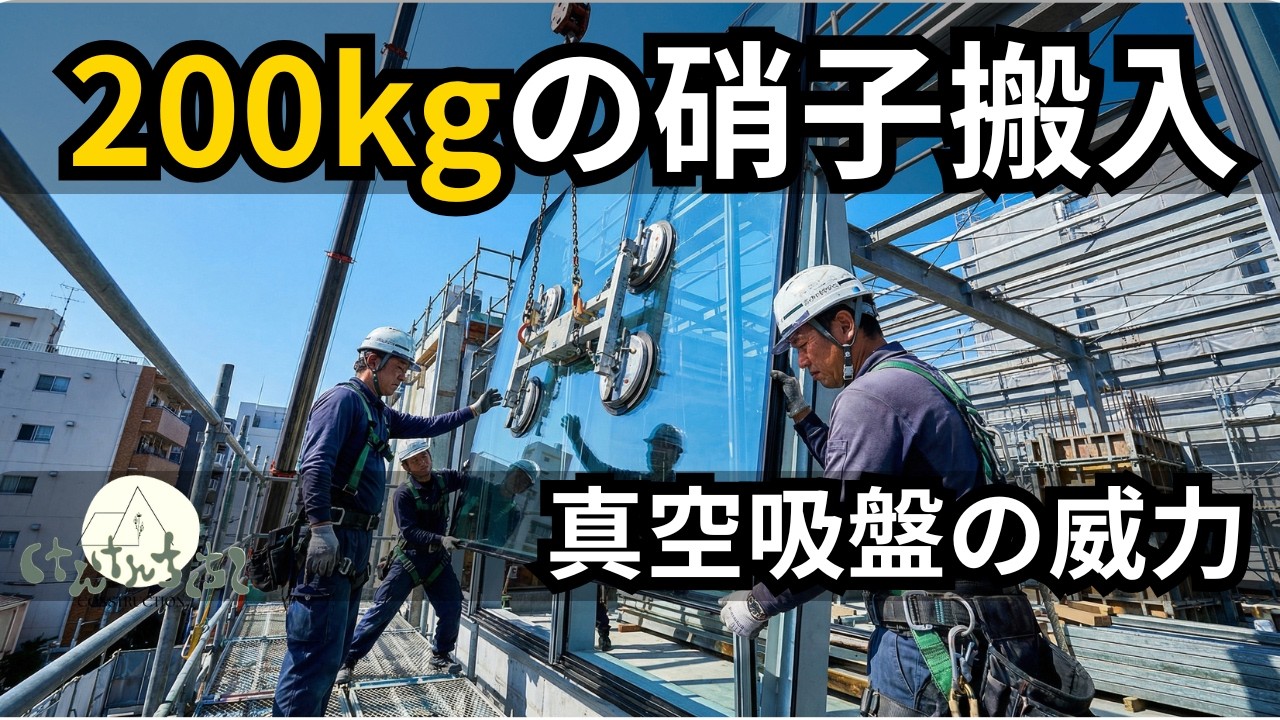 【冷や汗】200kgの巨大硝子搬入！一歩間違えば即大惨事…真空吸盤の限界に挑む