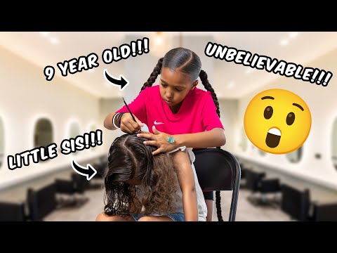 9 YR OLD PUTS EXTENSIONS INTO LITTLE SISTERS HAIR ALL BY HERSELF 