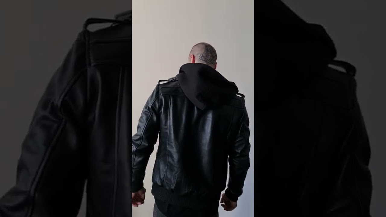 Buy Mens Onyx Black Hooded Leather Jacket