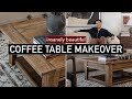 DIY Rustic Wood Coffee Table Makeover + New Living Room Decor (Sesann Modern Sofa, Snoopy Lamp)