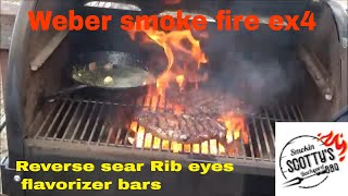 How to Reverse sear a rib eye on a weber smoke fire ex4