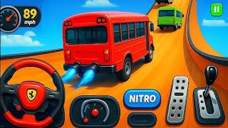 Crazy Bus Mega Ramp Impossible Racing Bus Stunts Impossible Tracks Android Gameplay Video P-04 screenshot 4