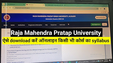 RMPU Aligarh Download Syllabus Online - Raja mahendra pratap university aligarh syllabus download