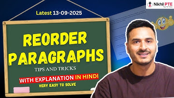 PTE READING - REORDER PARAGRAPHS TIPS AND TRICKS II EXPLANATION IN HINDI 13-9-2025 || PTE BY NIKHIL