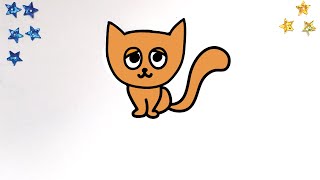 How to draw a CAT - Easy Tutorial for Kids Toddlers Preschoolers