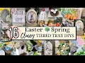 Classy and Cheap tiered tray decor, High end dollar tree farmhouse spring and Easter home decor Diy