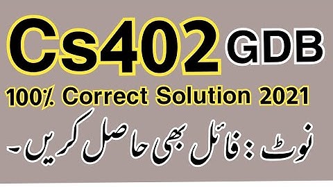 ||Cs402 GDB 2 Spring 2021||100% Correct  Solution Sir Ray Afzal||