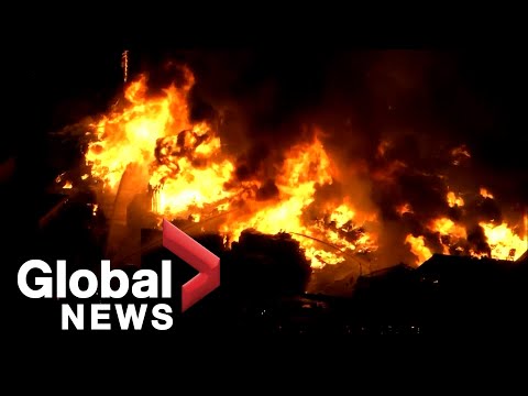 Compton, Calif. industrial area engulfed in flames, no deaths reported