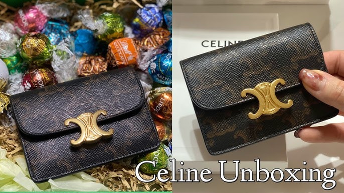 unboxing 🌻  celine triomphe wallet on chain in shiny calfskin