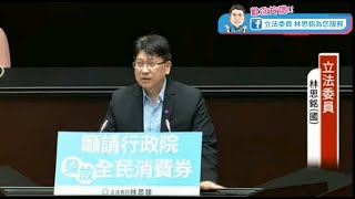 1090327立法委員林思銘-立法院國是論壇-籲請行政院發放全民消費券