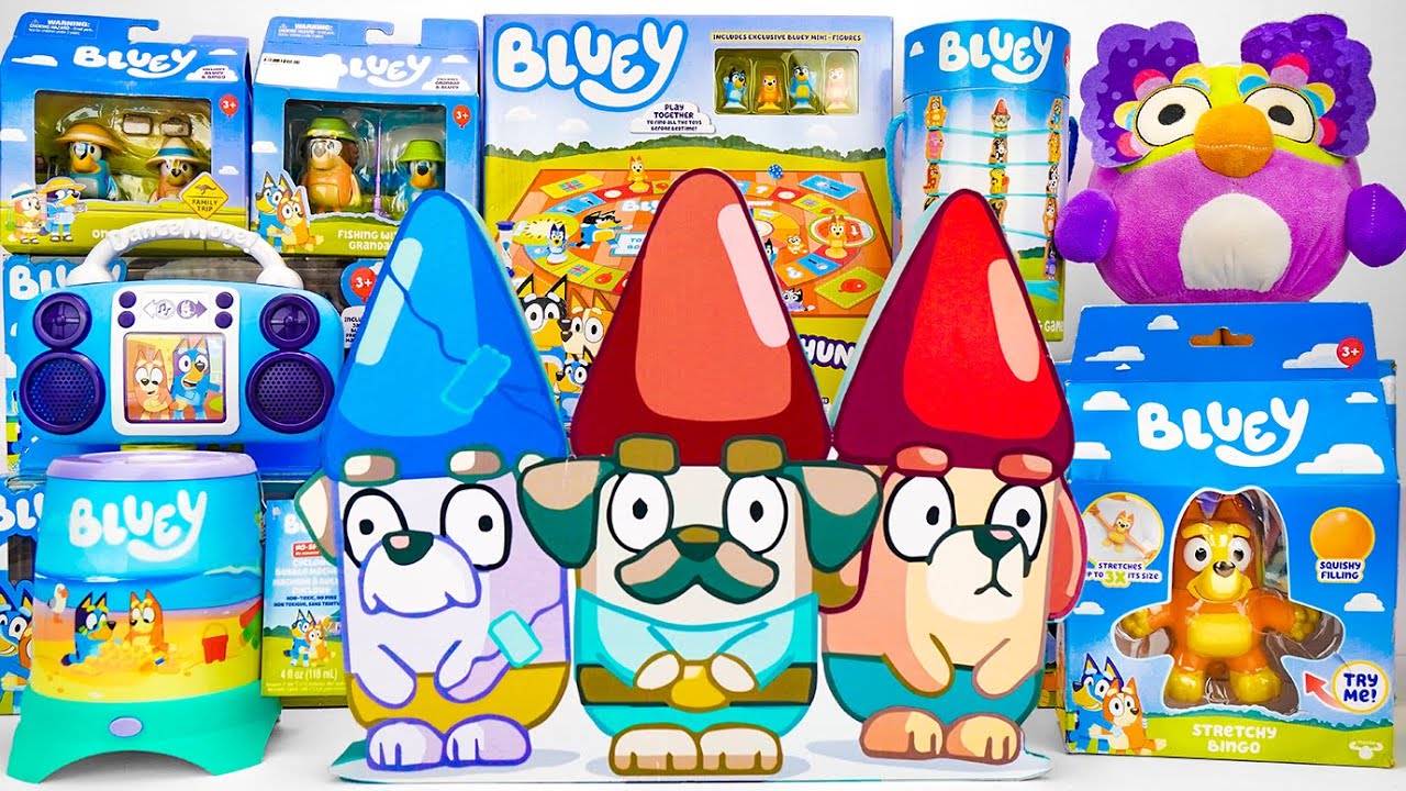 Bluey Toy Collection Unboxing Review 💙 Mystery Cute Bluey Gnomes Box ...