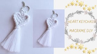 DIY Heart Keychain/How to Make Macrame Keychain 🤍🧵  / Easy keychain Tutorial