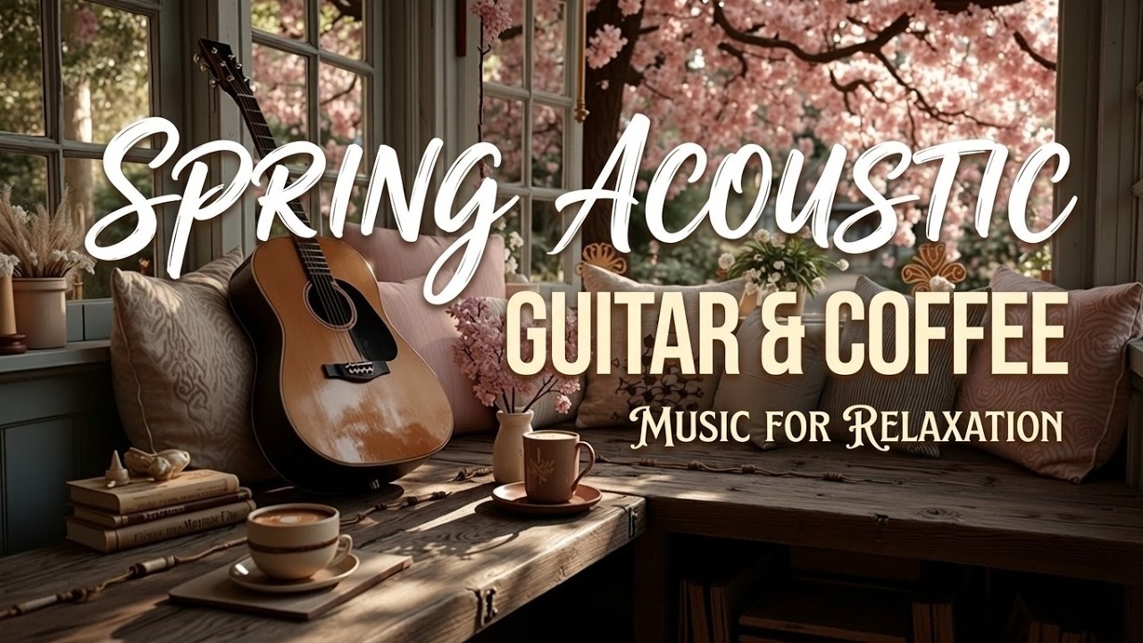 Мягкая акустическая гитара для кафе и спокойная весенняя инструментальная музыка
