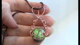 Beginner Bead Wire Wrap Swirly Pendant Heart Bail