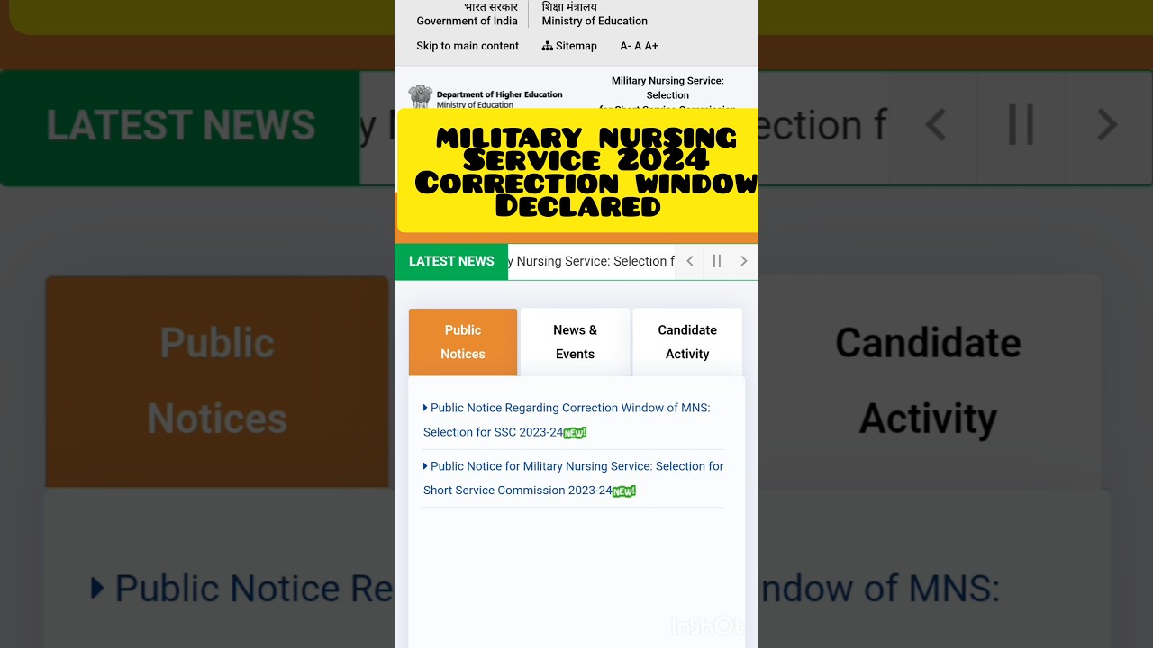 MILITARY NURSING SERVICE 2024 💯 CORRECTION WINDOW DECLARE TIME 🤔