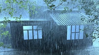 🌧️ Rain Sounds for Sleeping 🌩️ Heavy Rain & Thunder on Tin Roof | Fall Asleep Fast (10 Hours)
